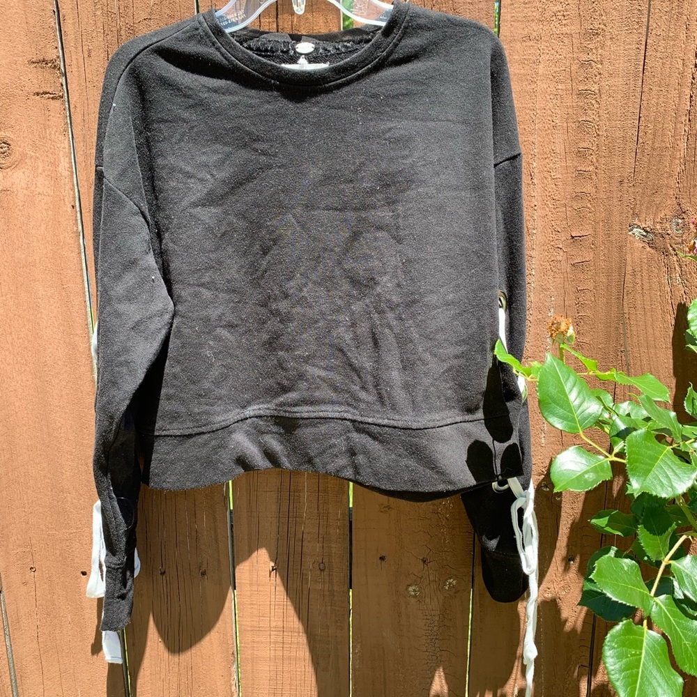 Crewneck Sweatshirt With Laces on the Sleeves